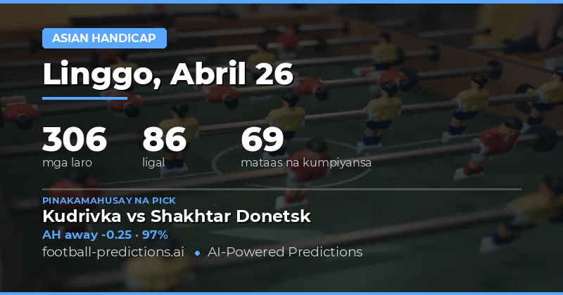 Malalim na Pagsusuri sa Asian Handicap para sa 26 Apr 2026