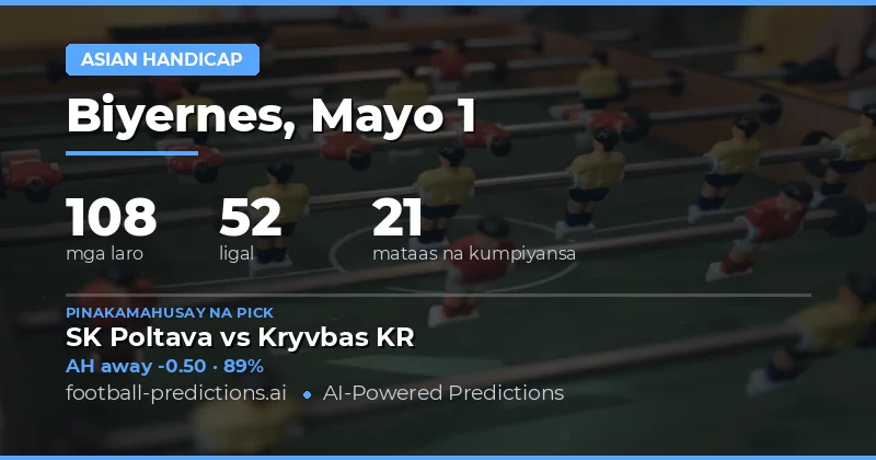 Mga Pinakamahusay na Asian Handicap Tips para sa 1 May 2026