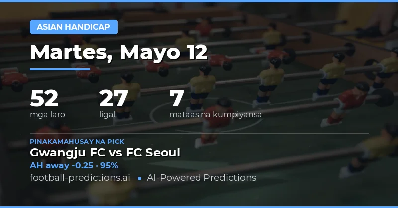 Mga Pinakamainam na Asian Handicap Tips para sa 12 May 2026