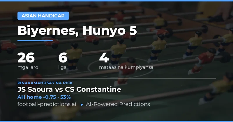 Panimula sa Asian Handicap Predictions ngayong 5 Hunyo 2026