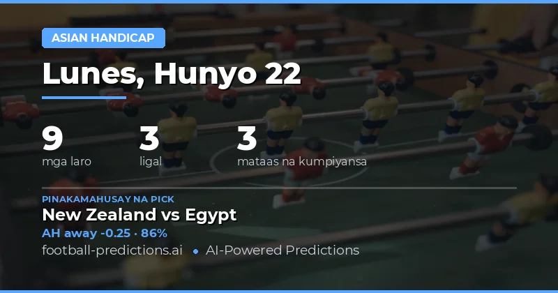 Top Asian Handicap Picks para sa 22 Hunyo 2026