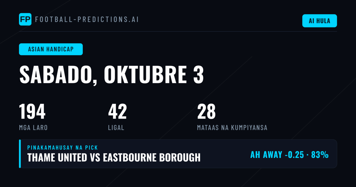 Pinakamahusay na AH Picks para sa 3 Okt 2026