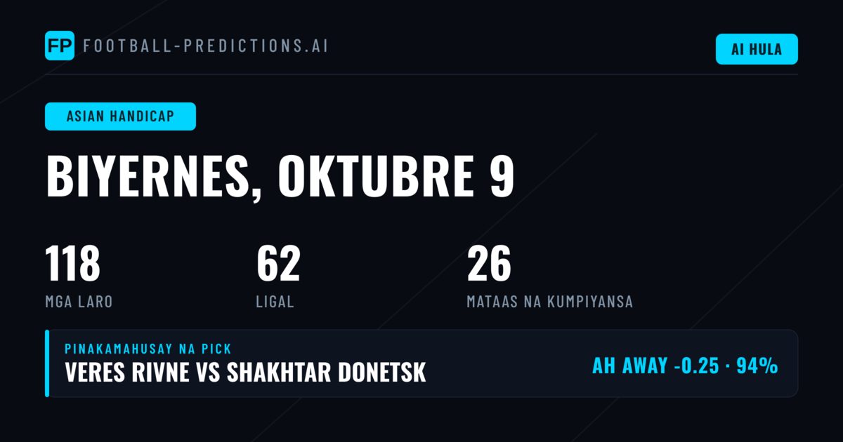 Top AH Picks para sa 9 Oct 2026