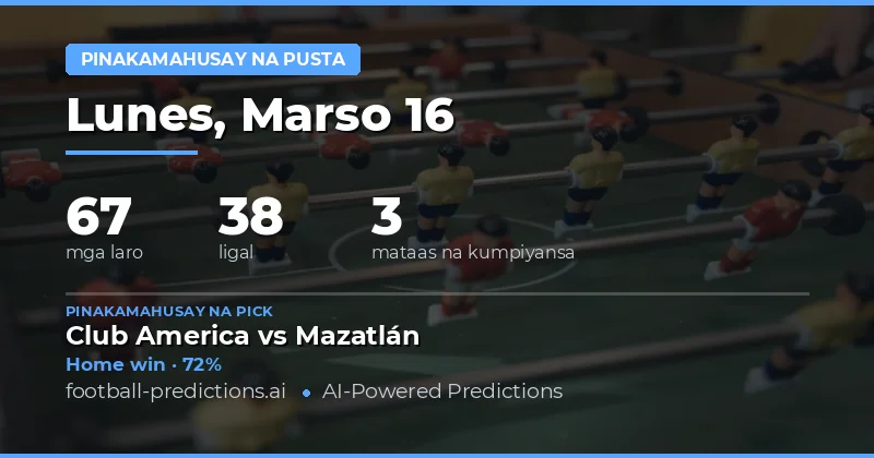 Value bets prediksyon 16 Marso 2026