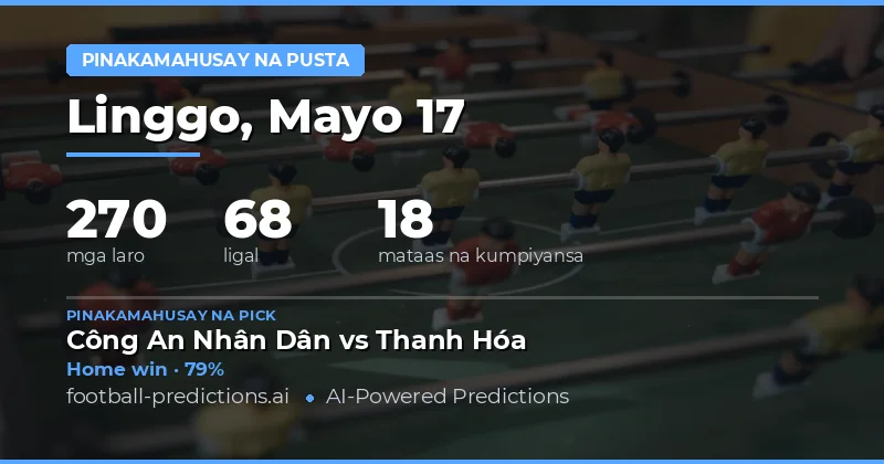 Pagpili ng Pinakamainam na Mga Taya para sa 17 May 2026