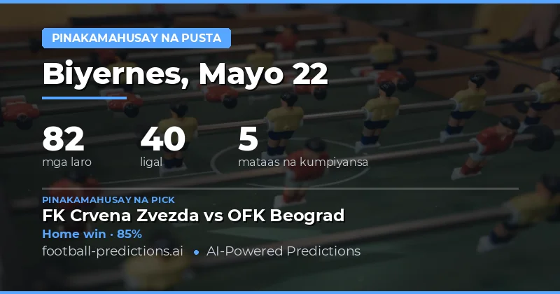 Mga Pinakamahusay na Bets para sa 22 May 2026