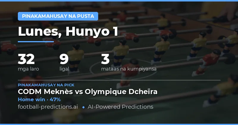 Analisis ng 32 Fixtures para sa 1 Hun 2026
