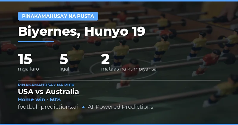 Pinakamahusay na Value Bet Picks (19 Hun 2026)