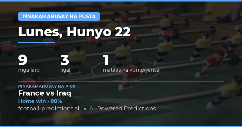 Mga Nangungunang Value Bet Picks para sa 22 Hun 2026