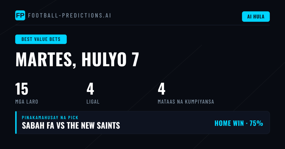 Pinakamahusay na Picks ng Value Bets para sa 7 Jul 2026