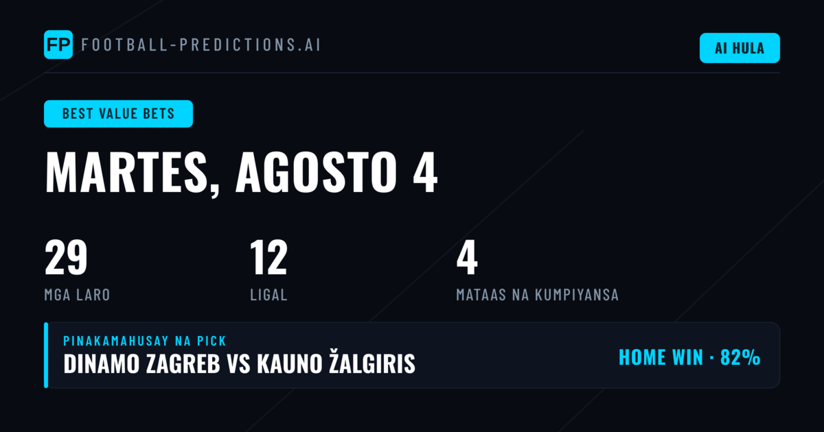 Pinakamahusay na Value Bets Picks (4 Ago 2026)