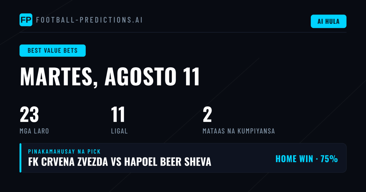 Top Best Value Bets Picks para sa 11 Aug 2026