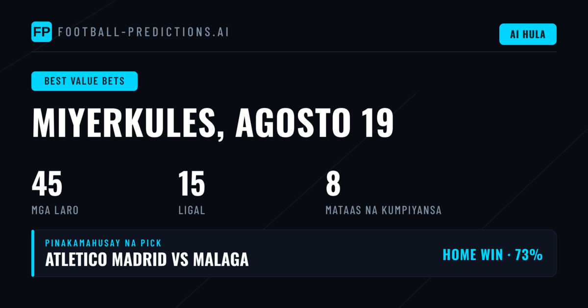 Pinakamahusay na Value Bet Picks (19 Ago 2026)