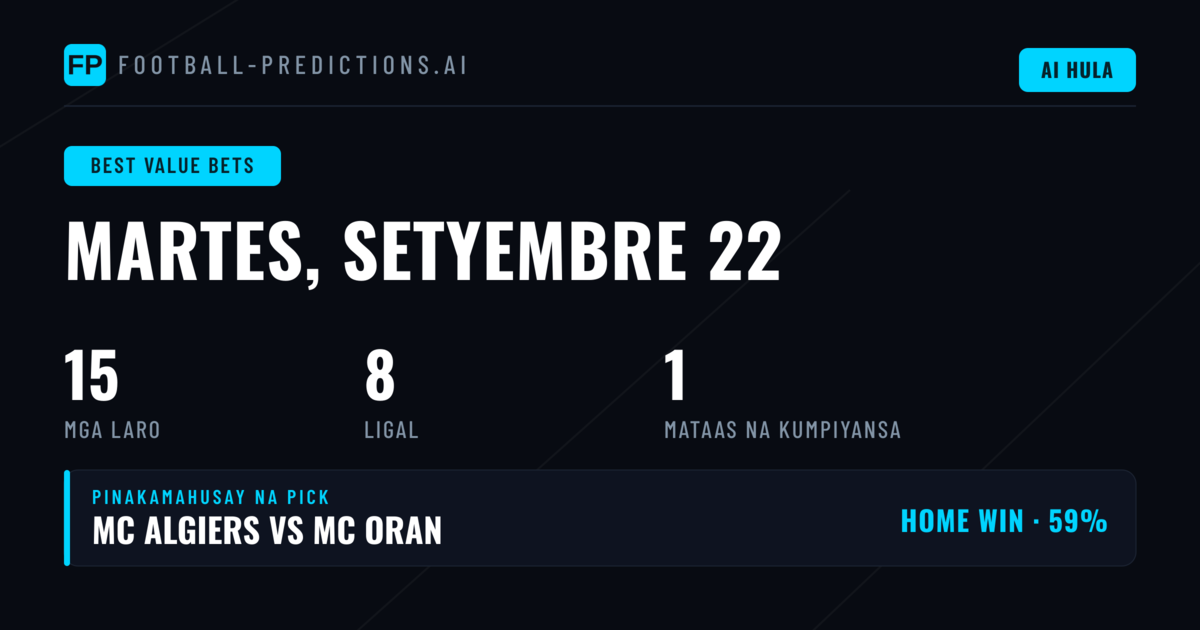 Pinakamahusay na Value Bets Picks para sa 22 Sep 2026