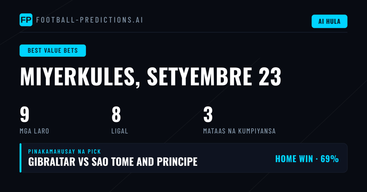 Pinakamahusay na Value Bets Picks para sa 23 Sep 2026