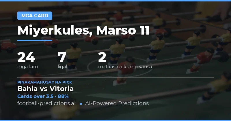 Prediksyon sa Yellow Cards Over/Under para sa 11 Marso 2026