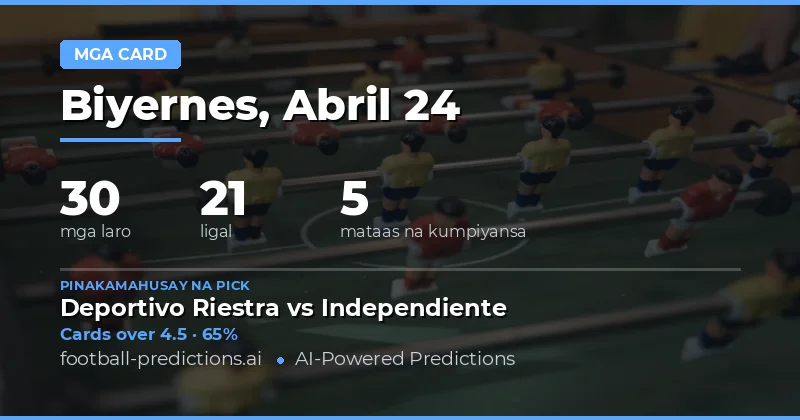 Yellow Cards Over/Under Predictions para sa 24 Apr 2026