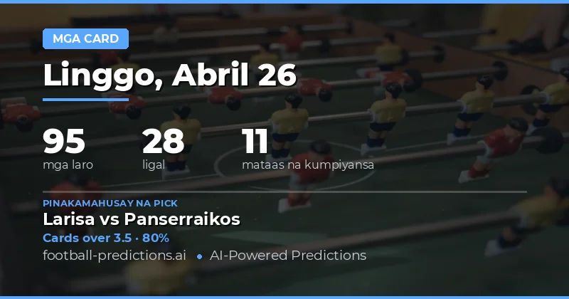 Yellow Cards Over/Under Predictions para sa 26 Apr 2026