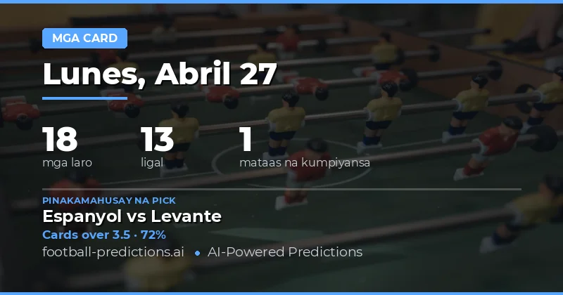 Pangunahing Gabay sa Yellow Cards Betting para sa 27 Abril 2026