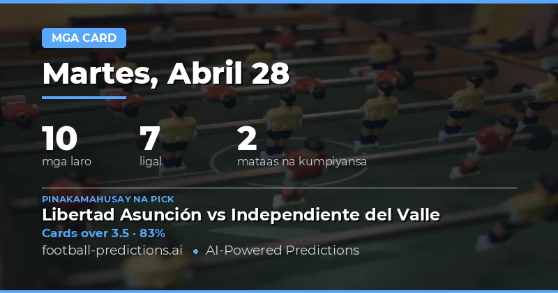 Mga Tiyak na Yellow Cards Predictions para sa 28 Abril 2026