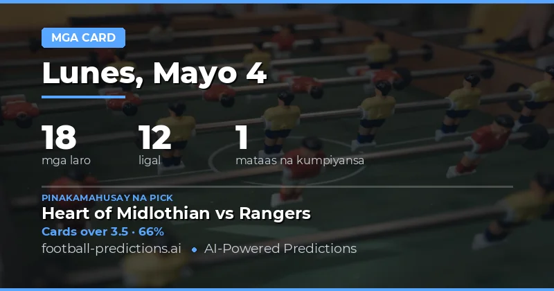 Panimula sa Yellow Cards Betting Guide para sa 4 May 2026