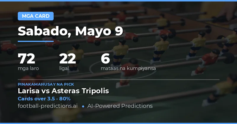 Mga Tip para sa Yellow Cards Betting noong 9 Mayo 2026