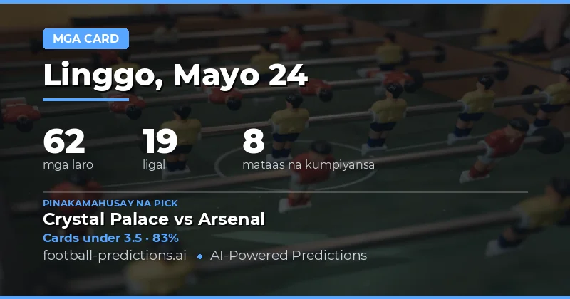 Mga Pinakabagong Yellow Cards Predictions para sa 24 Mayo 2026