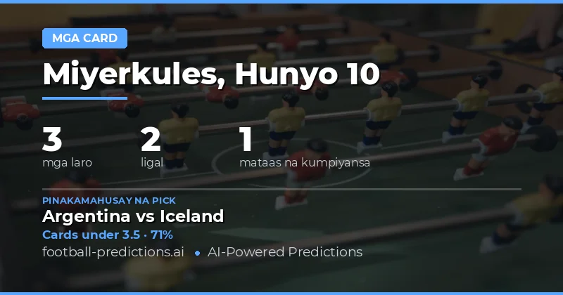 Pinakamahusay na Pili sa Yellow Cards O/U para sa 10 Hunyo 2026