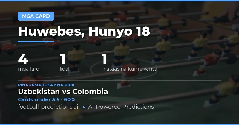 Top Yellow Cards O/U Picks para sa 18 Hun 2026