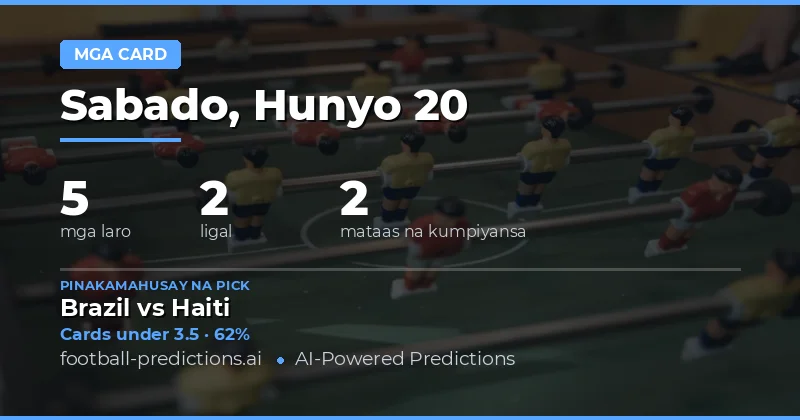 Top O/U Yellow Cards Picks (20 Jun 2026)