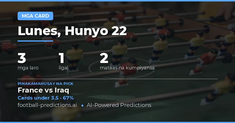 Top O/U Yellow Cards Picks para sa 22 Hun 2026