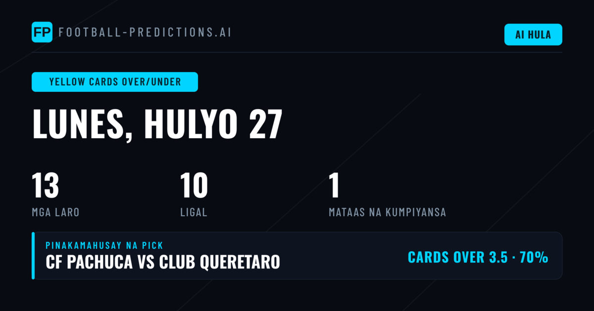 Pinakamahusay na Yellow Cards O/U Picks (27 Jul 2026)
