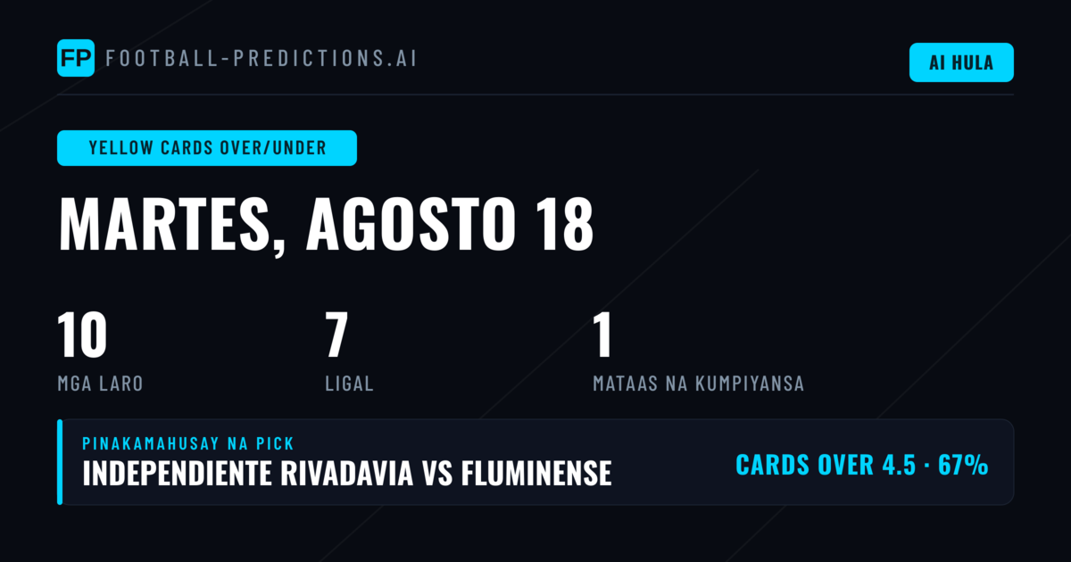 Nangungunang O/U Yellow Cards Picks para sa 18 Ago 2026