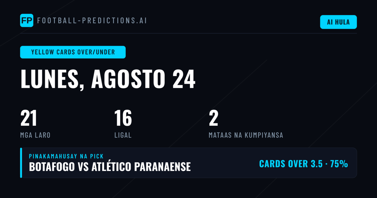 Top Yellow Cards O/U Picks (24 Aug 2026)