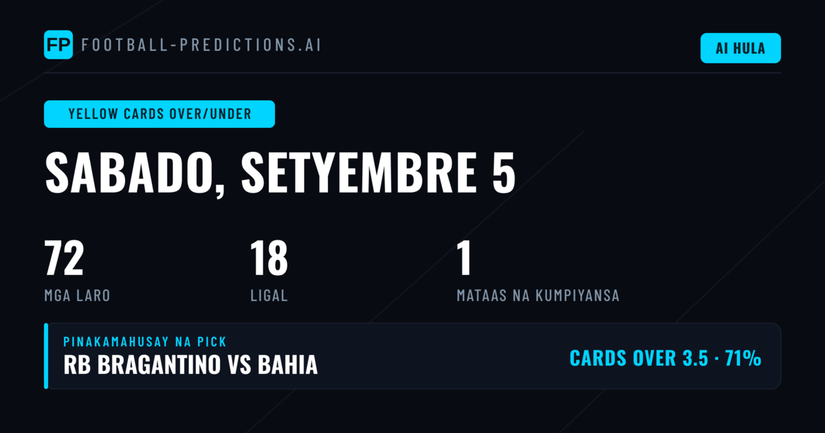 Pinakamahusay na Yellow Cards O/U Picks para sa 5 Sep 2026