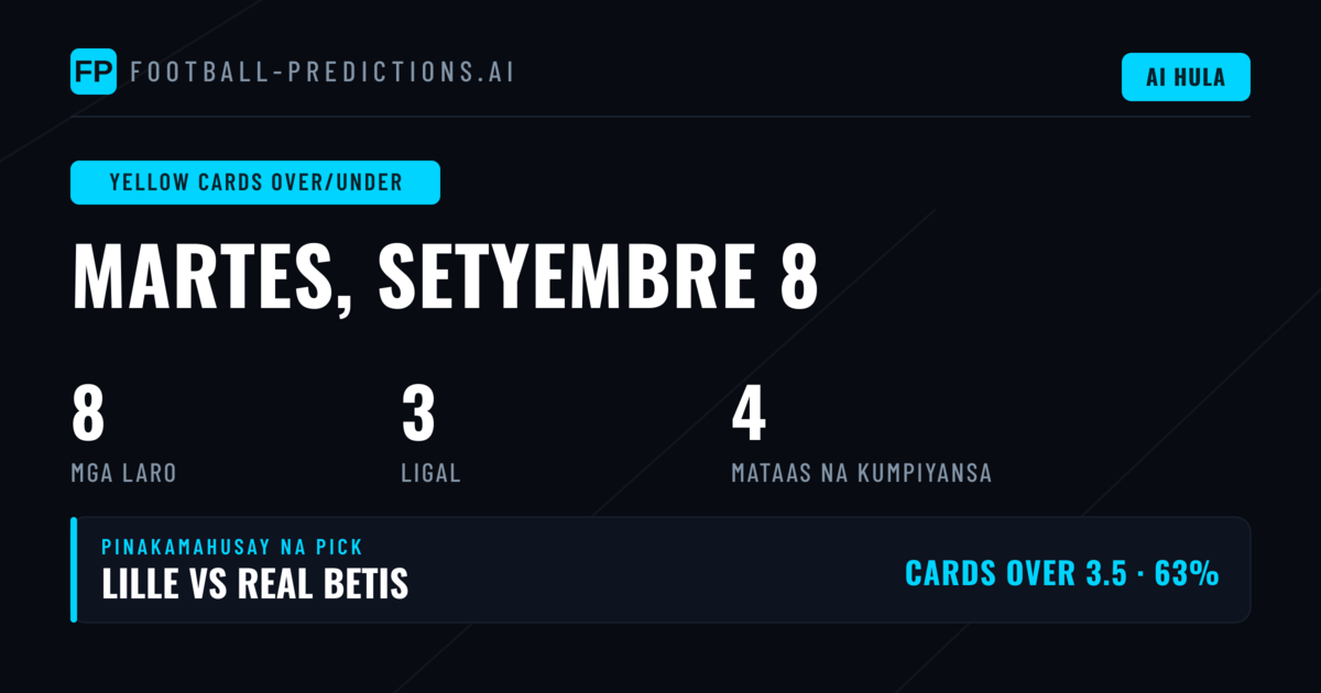 Pinakamahusay na Yellow Cards O/U Picks ngayong araw