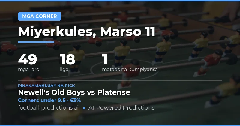 Mga Prediksyon sa Corners Over/Under para sa 11 Marso 2026