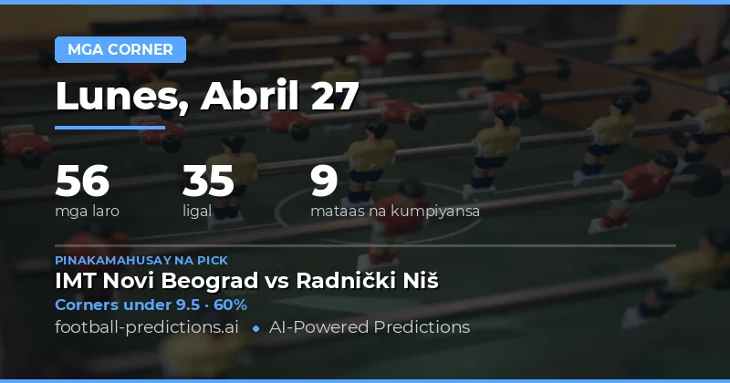 Mga Tip at Prediksyon sa Corner Betting para sa 27 Abril 2026