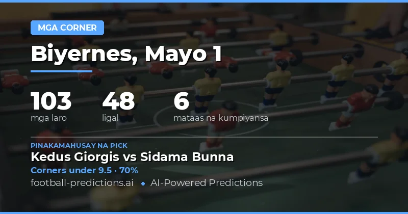 Mga Tiyas na Corners Over/Under Tips para sa 1 May 2026