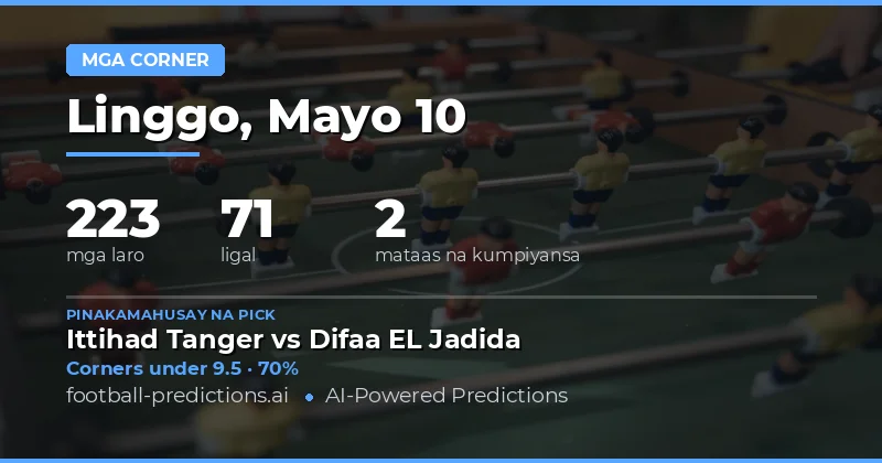 Mga Tip at Prediksyon para sa Corners Noong 10 Mayo 2026