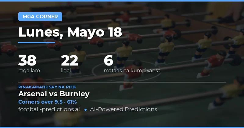 Mga Tips sa Corners Betting para sa 18 Mayo 2026