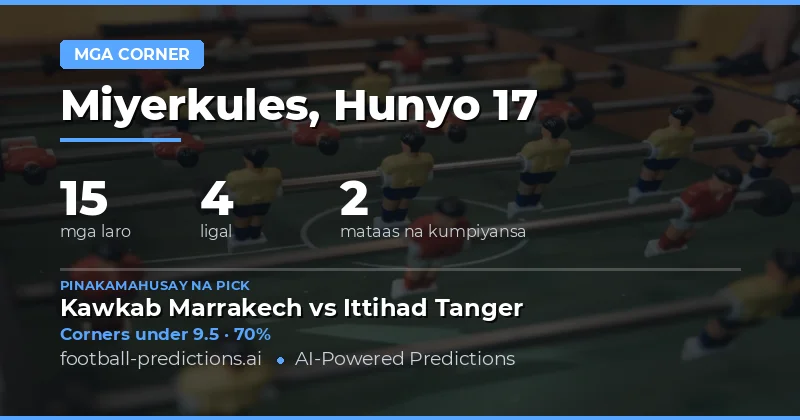 Pinakamahuhusay na O/U Corners na mga Taya para sa 17 Hunyo 2026