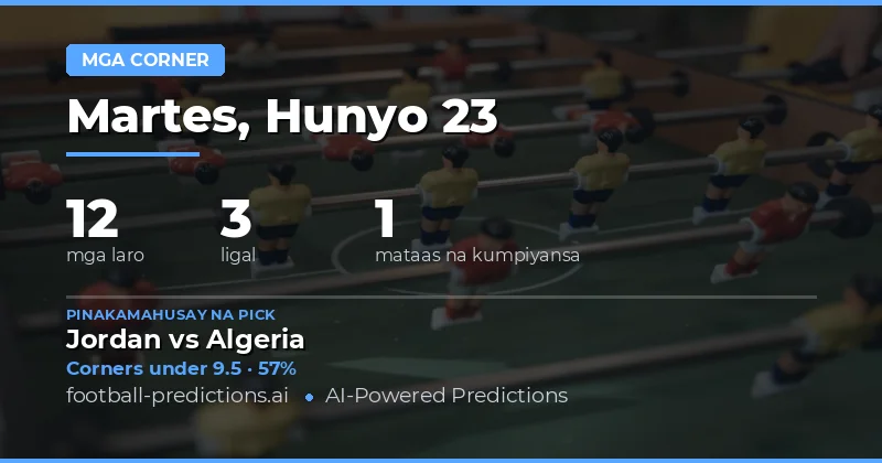 Top Corners O/U Picks para sa 23 Hun 2026