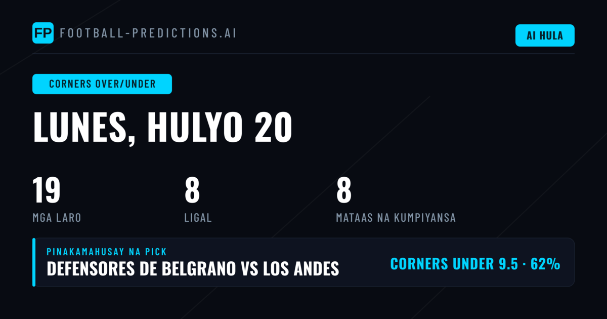 Top Corners O/U Picks para sa 20 Jul 2026