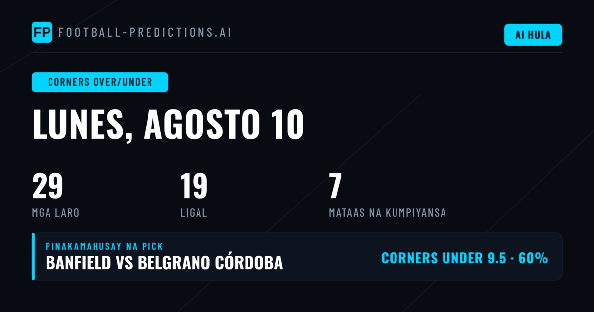 Top O/U Corners Picks (10 Aug 2026)