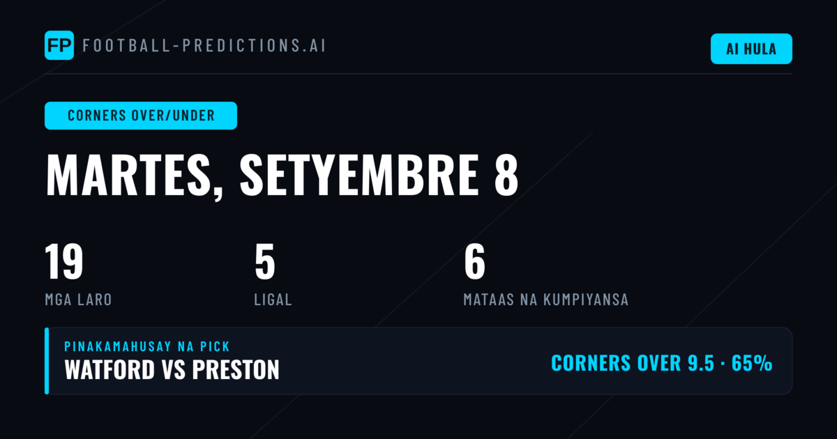 Top O/U Corners Picks para sa 8 Sep 2026