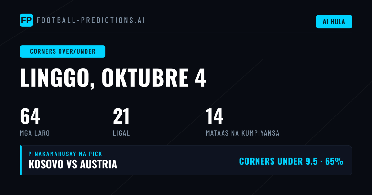 Pinakamahusay na O/U Corners Picks
