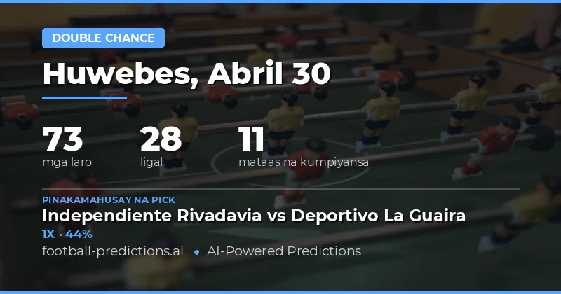 Mga Pinakamainam na Double Chance Picks para sa 30 Abril 2026