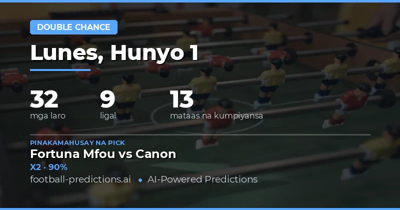 Double Chance Predictions 1 Jun 2026 — 32 Fixtures Analysis