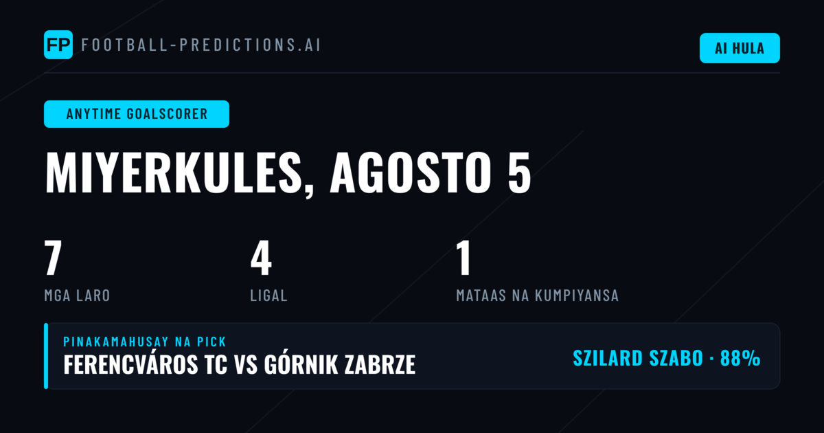 Pinakamahuhusay na Goalscorer Picks para sa 5 Ago 2026